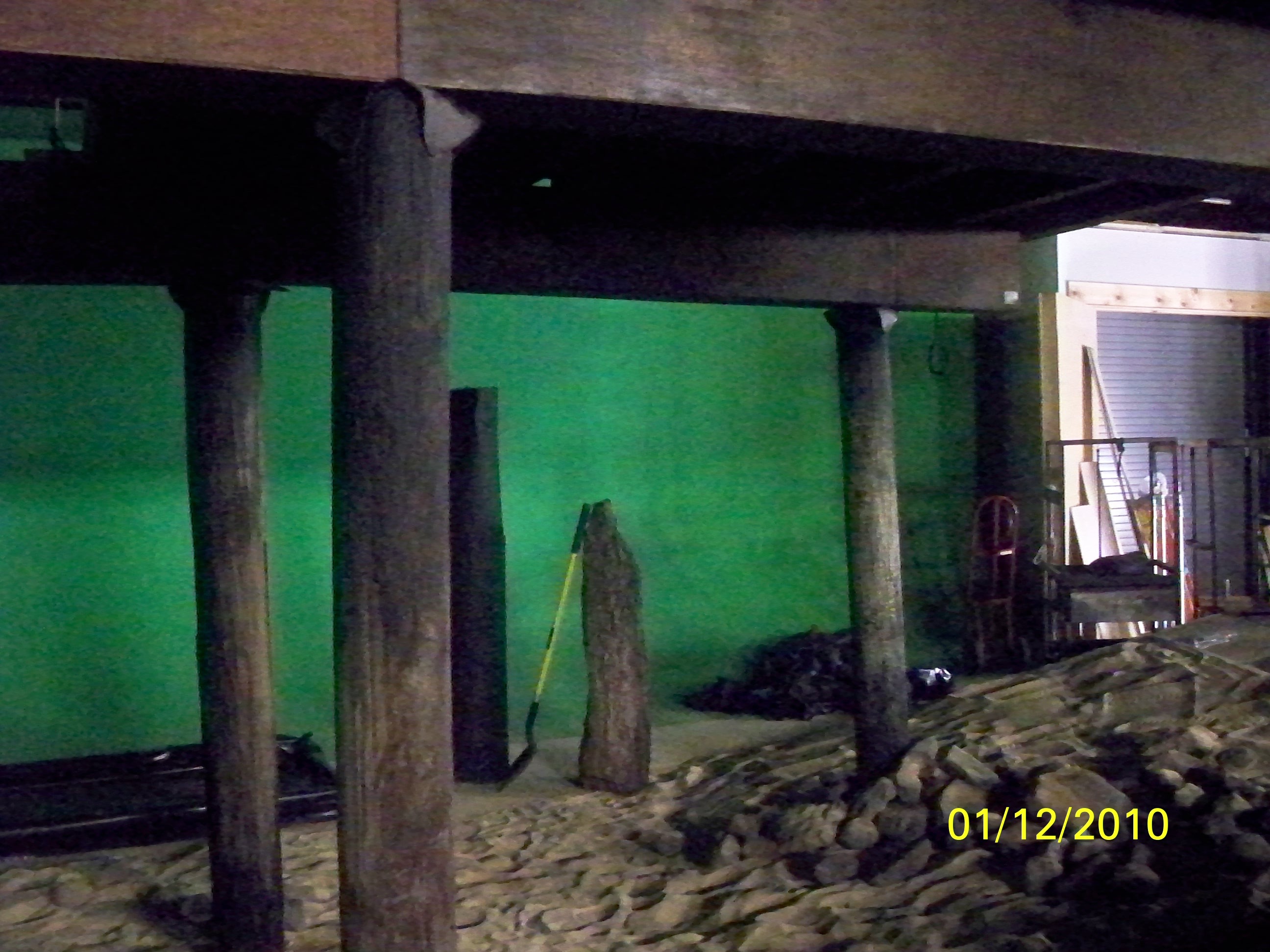 Breaking At The Edge under pier /green screen set