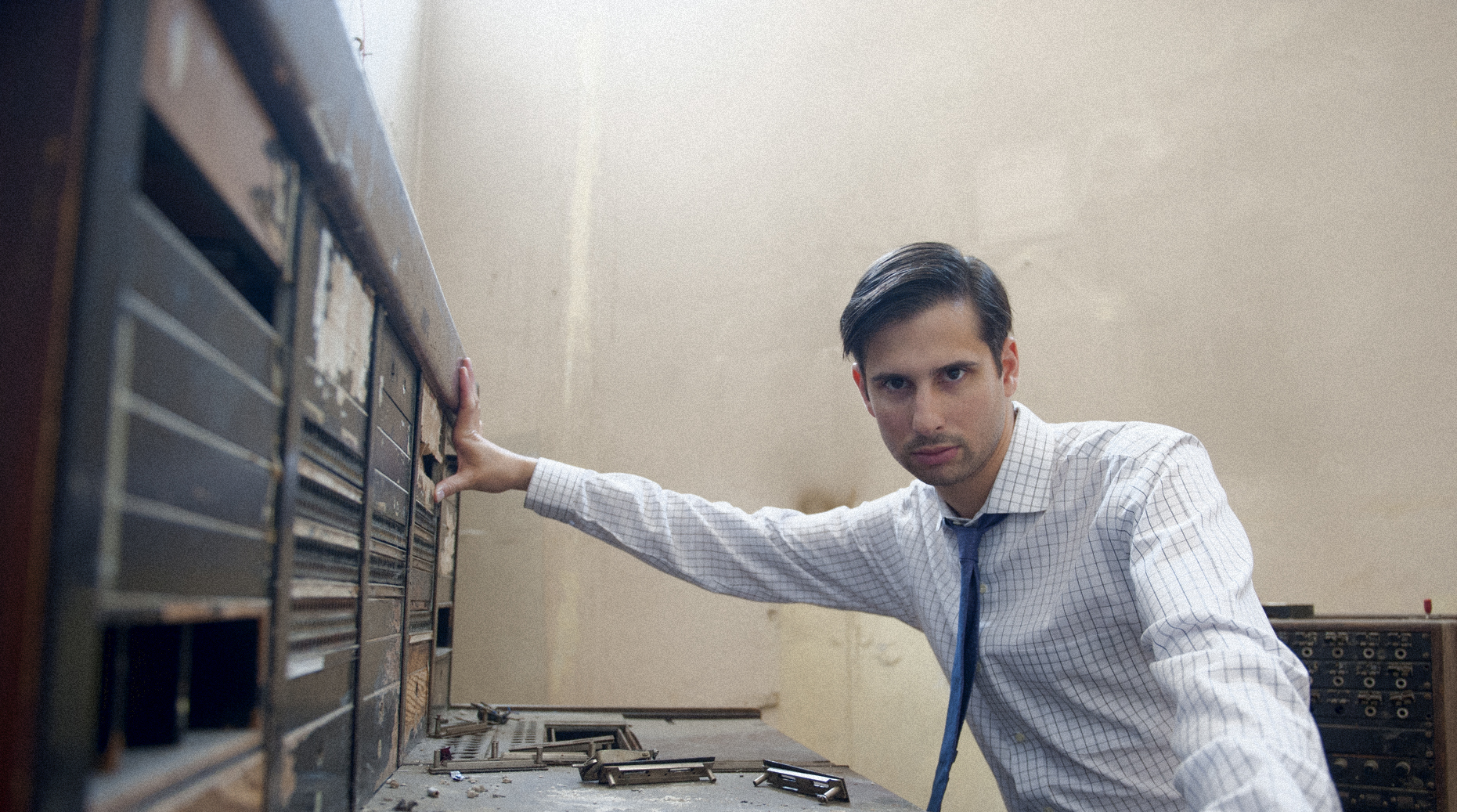 Official TIFF festival portrait, taken in the Romanian secret police switchboard room of the now-abandoned Hotel Continental, Cluj, Romania.