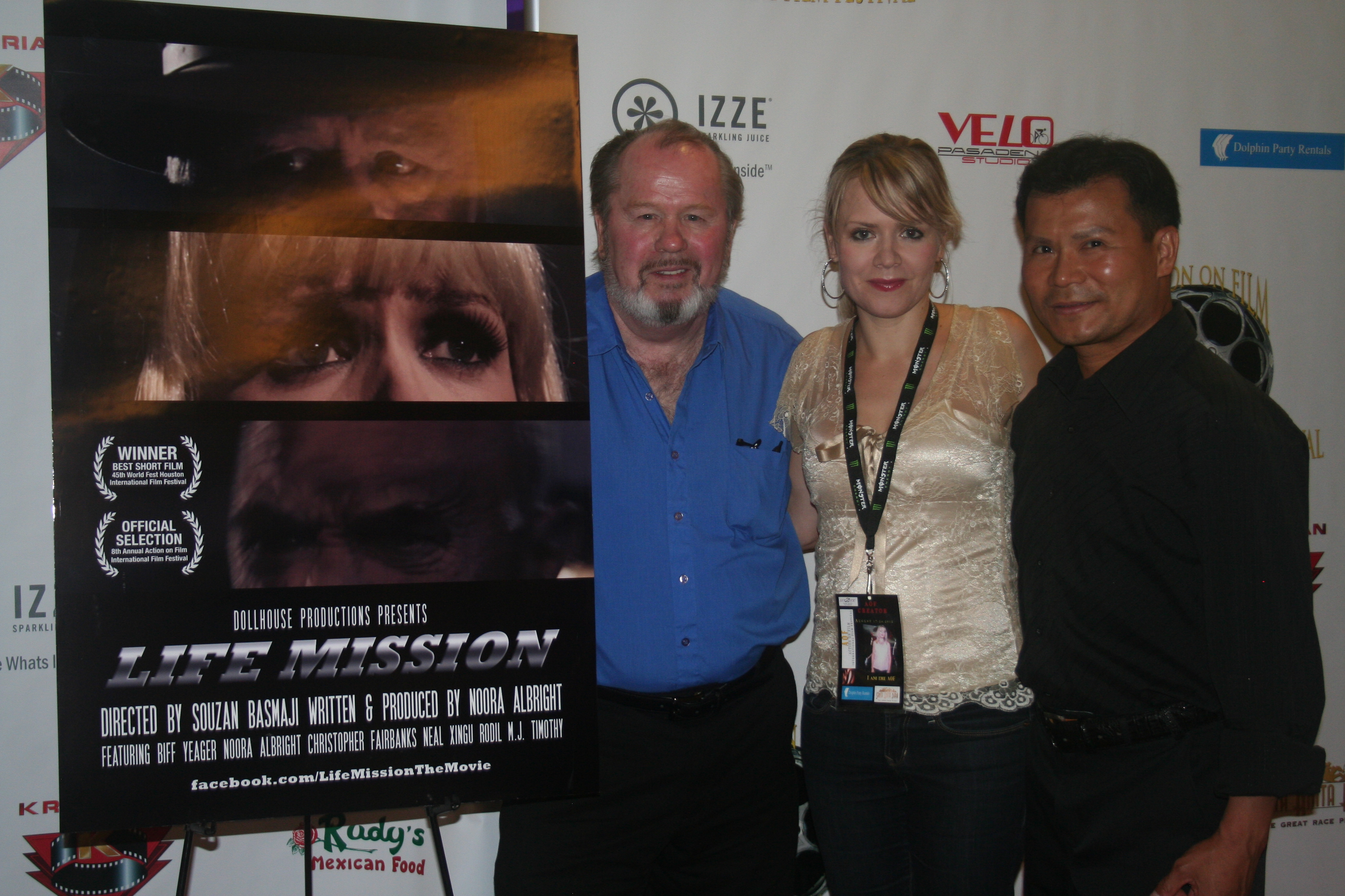 Biff Yeager, Noora Albright and Jack C. Huang at the 8th Annual Action on Film International Film Festival.