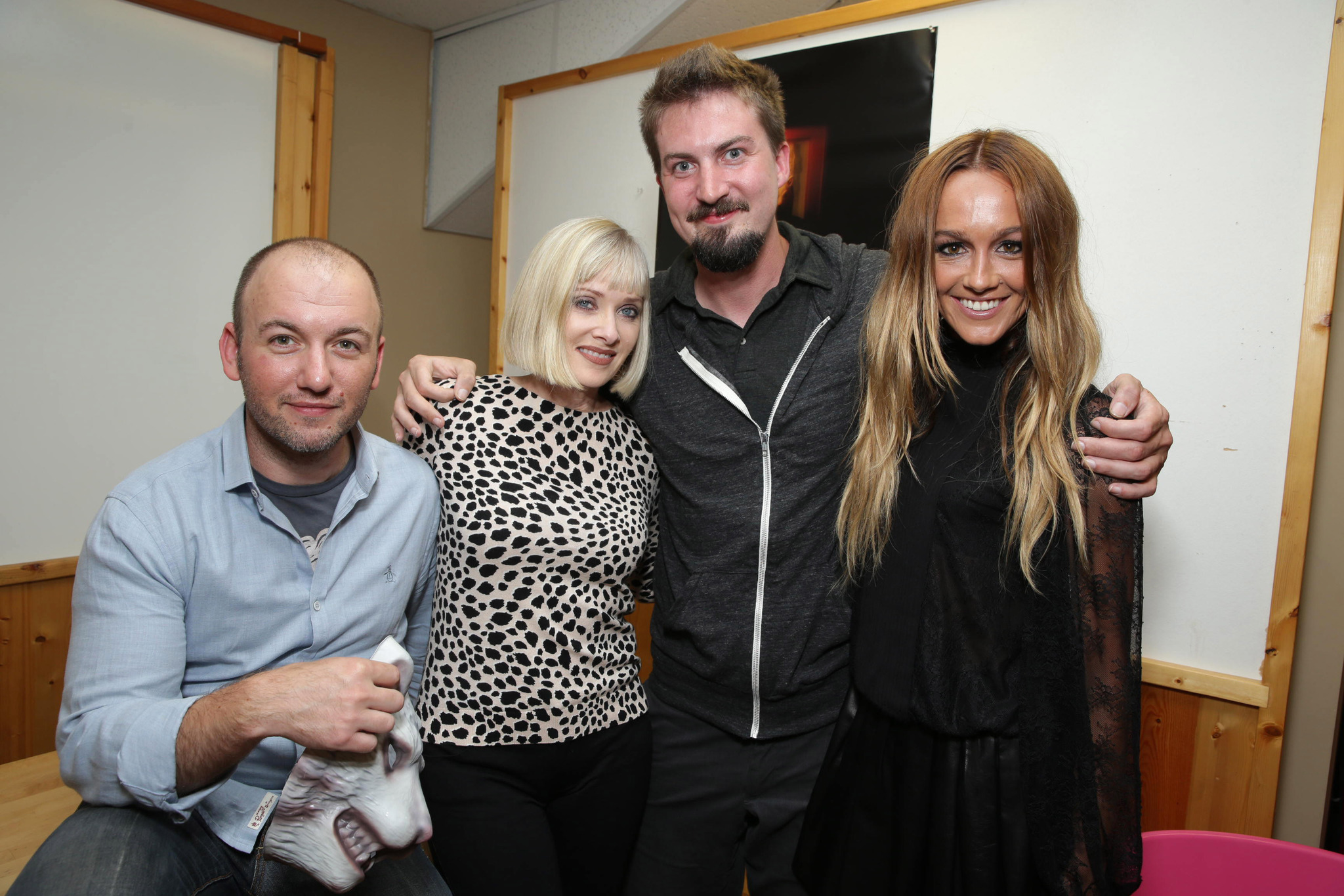 Barbara Crampton, Adam Wingard, Simon Barrett and Sharni Vinson at event of You're Next (2011)