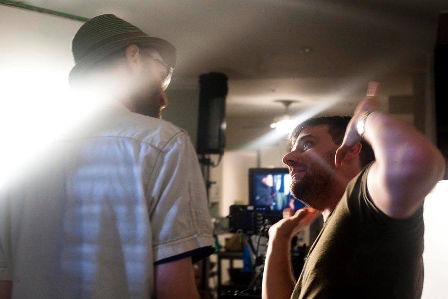 Jon Hyatt with cinematographer Bruce William Harper on the set of 