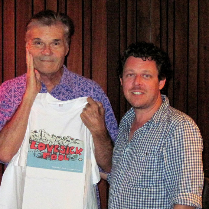 David Polcino and Fred Willard recording Lovesick Fool film