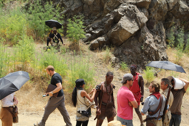 Delpaneaux Wills, Jeff Berg, Robert Okumo, Eric Roberts, Linn Bjorland, Justin Gordon on set THE UNBREAKABLE SWORD