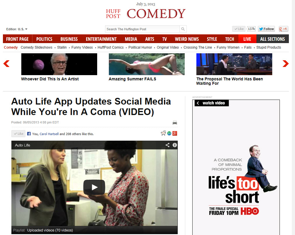 The Huffington Post features Livia's video 
