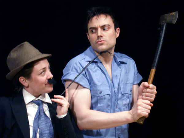 Matt W. Cody as Rod in RABBIT HOLE ENSEMBLE's production of BIG THICK ROD in New York. Pictured at left is Emily Hartford.