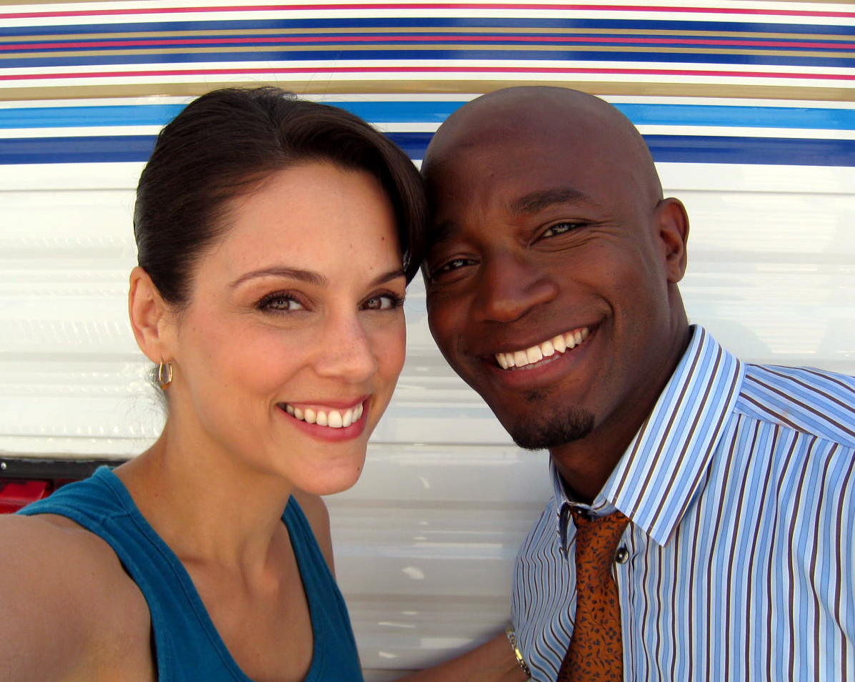Tessa Munro and Taye Diggs on the set of 