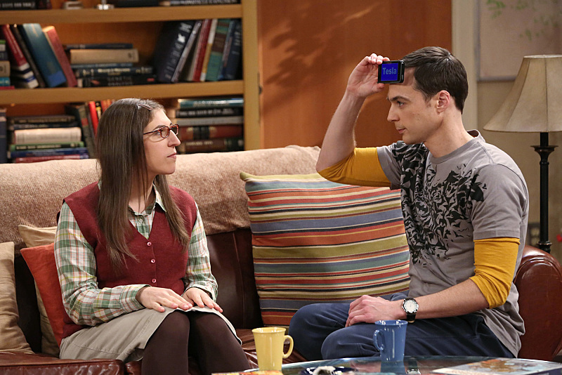 Still of Mayim Bialik and Jim Parsons in Didziojo sprogimo teorija (2007)