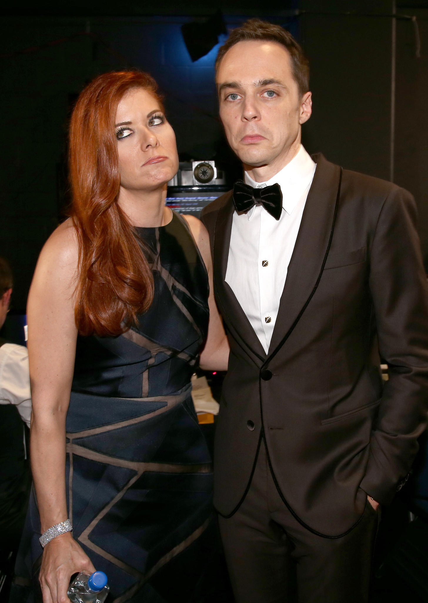 Debra Messing and Jim Parsons at event of The 66th Primetime Emmy Awards (2014)