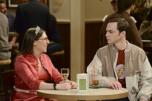 Still of Mayim Bialik and Jim Parsons in Didziojo sprogimo teorija (2007)