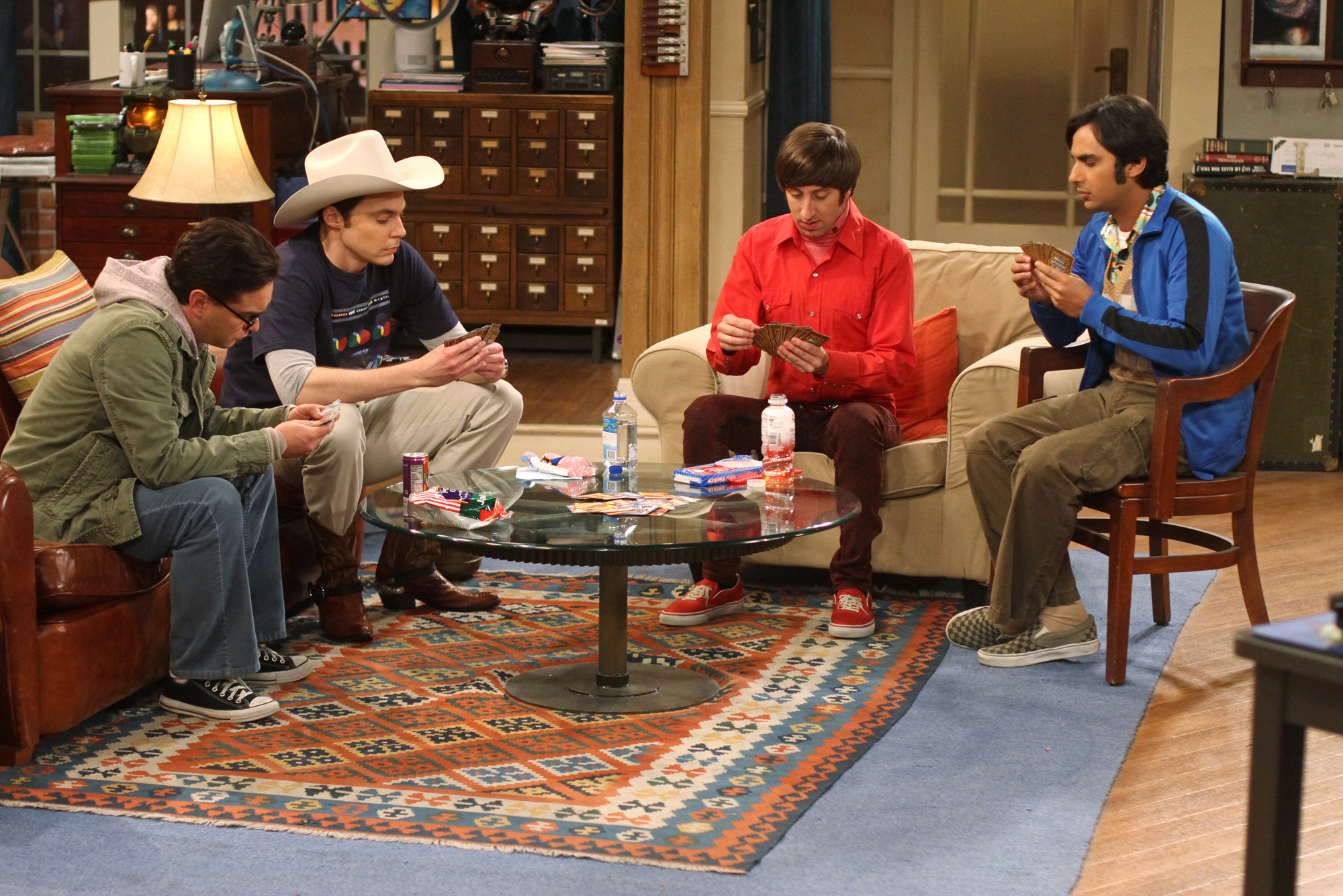 Still of Johnny Galecki, Simon Helberg, Jim Parsons and Kunal Nayyar in Didziojo sprogimo teorija (2007)