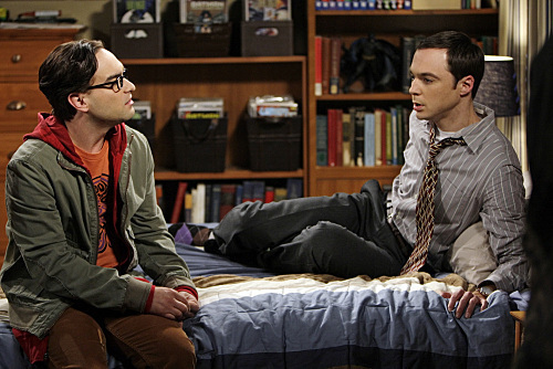 Still of Johnny Galecki and Jim Parsons in Didziojo sprogimo teorija (2007)