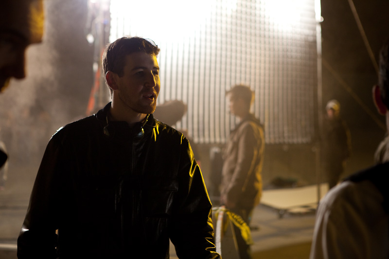 Justin Lutsky on the set of 