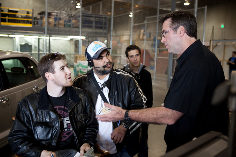 Justin Lutsky, Clint Carmichael, Opie Cooper and Brett Simmons on the set of 