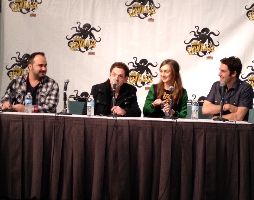 Steven Thadeus, Charles Fleischer, Hannah Levien and Josh Mann at the Dystopia panel at Comikaze