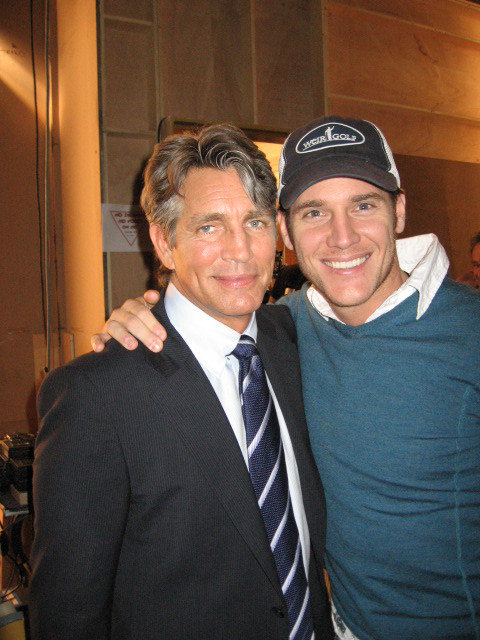 Sebastien Roberts and Eric Roberts on the set of 