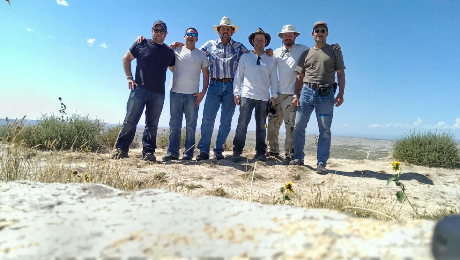 With Ilan Arboleda, William Rodriguez, Phil Straub, Peter Bolte and Carl Prinzi in the Badlands of South Dakota for Thank You for Your Service (2013)