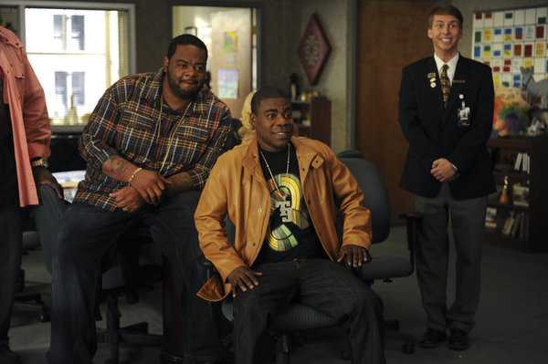 Still of Tracy Morgan, Jack McBrayer and Grizz Chapman in 30 Rock (2006)