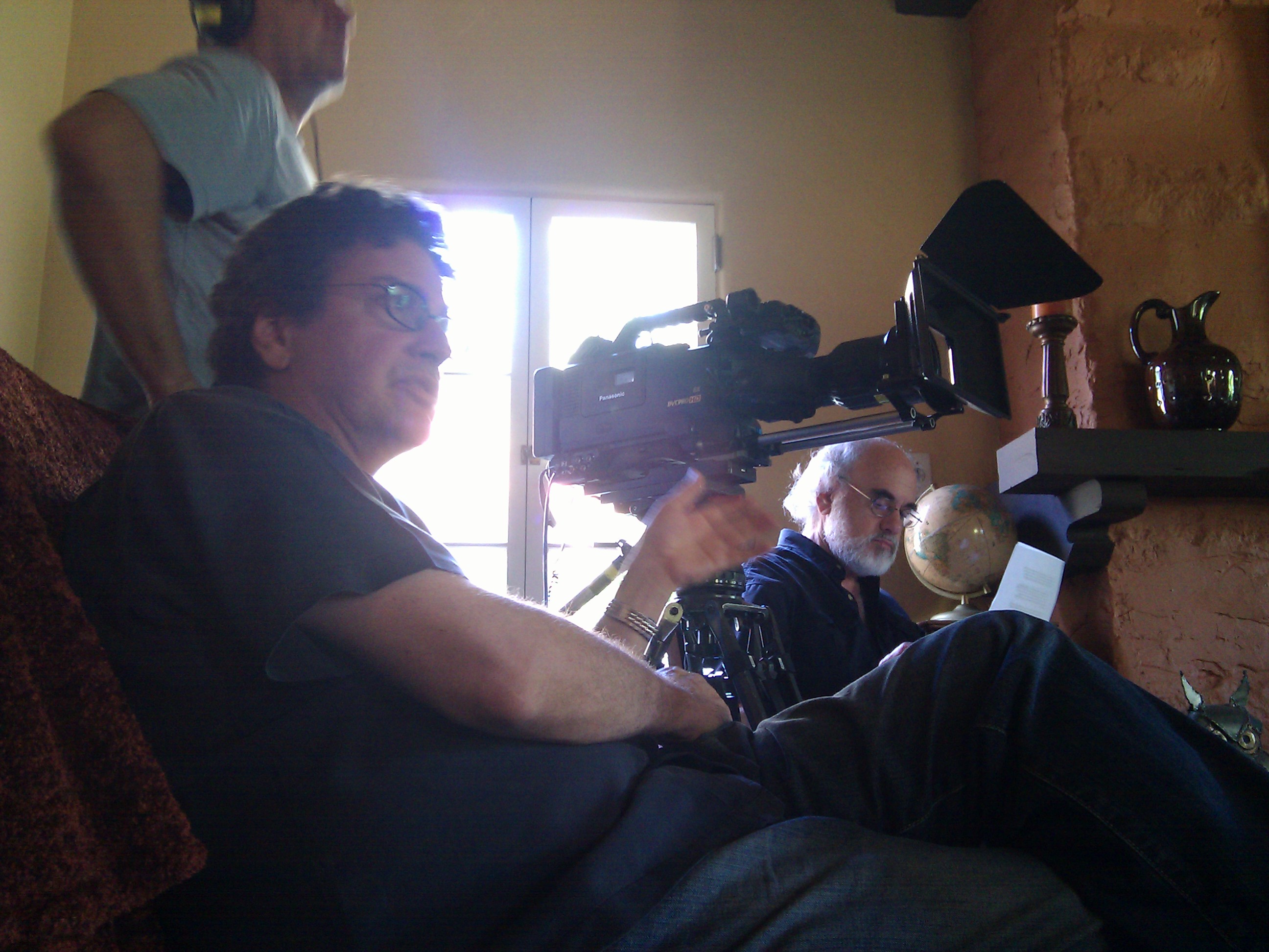 Producer Randy Bellous with Director William Sachs shooting a documentary