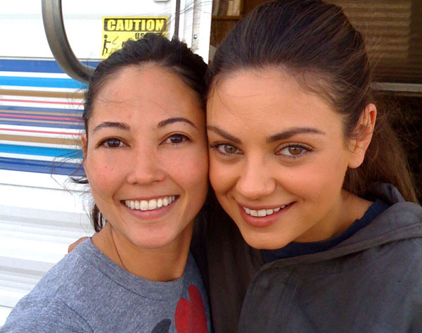 On set, The Book of Eli, Mila Kunis and Kiralee Hayashi