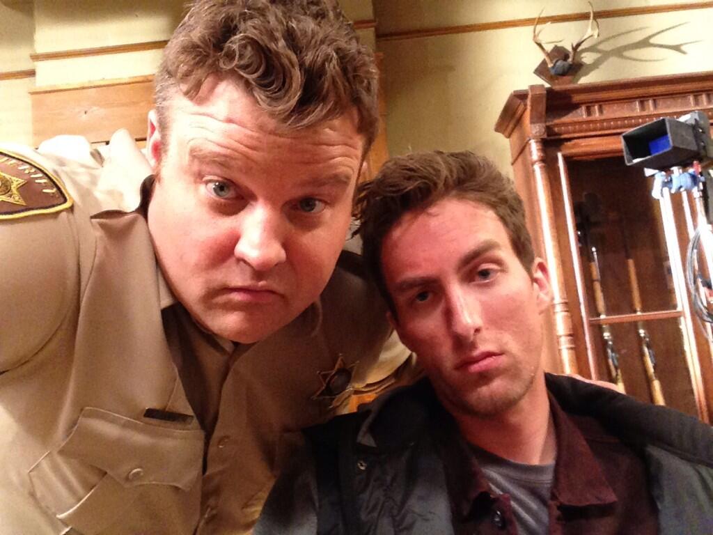 Dustin Ingram and Adam Bartley on the set of 