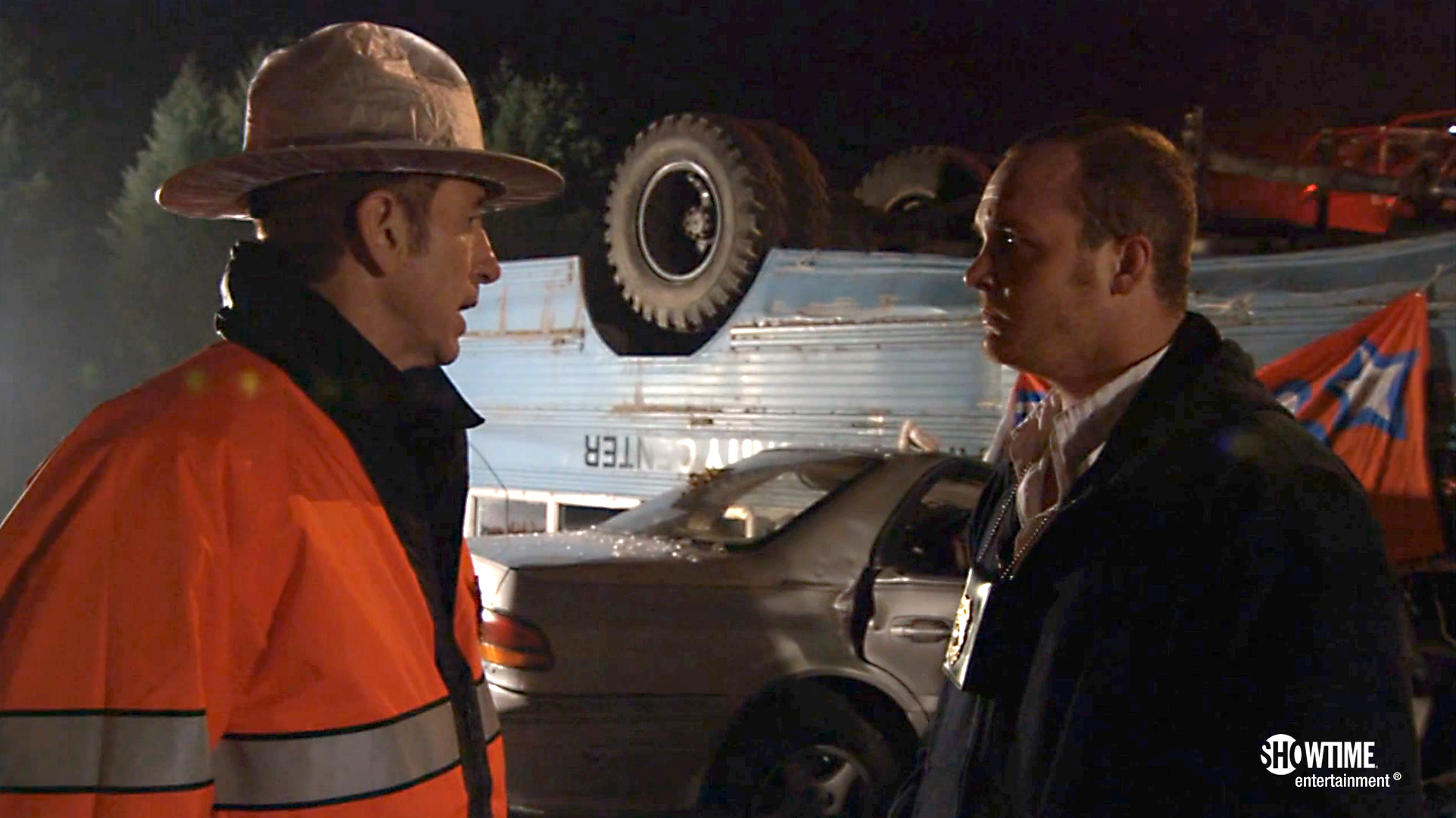 Bill Thorpe with Ethan Embry in the Showtime TV series 