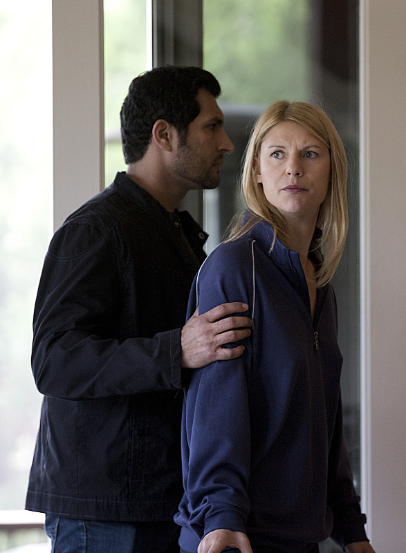 Ahmed Lucan as Navid, Claire Danes as Carrie Mathison in Homeland (Season 3, Episode 6).
