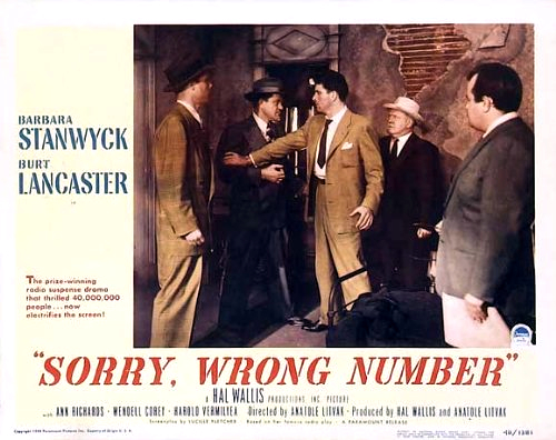 Burt Lancaster, William Conrad and John Bromfield in Sorry, Wrong Number (1948)