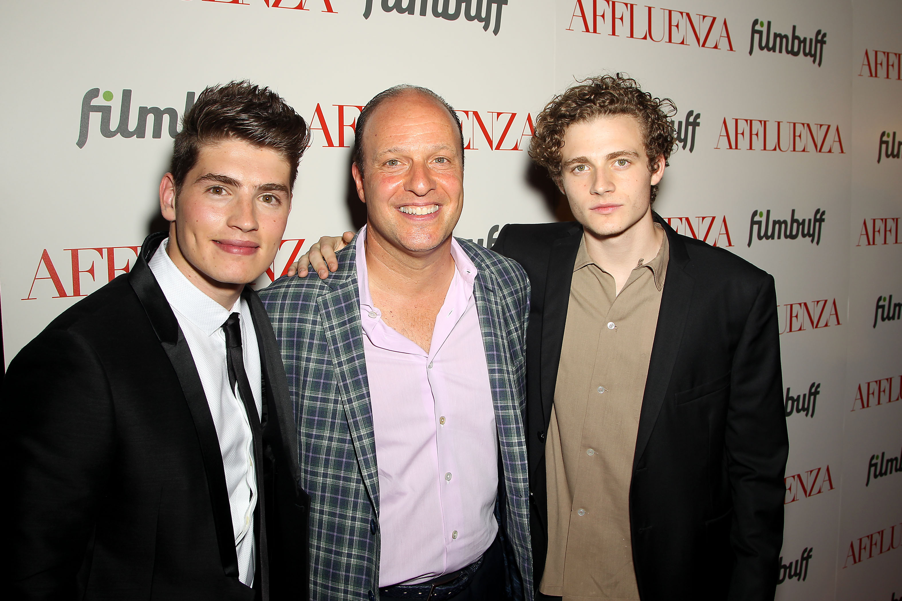 Producer Morris S. Levy with actors Gregg Sulkin and Ben Rosenfield at the premiere for the Film, Affluenza.