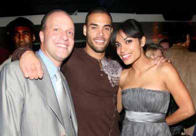Producer Morris S. Levy with actress Rosario Dawson and actor Marcus Patrick at the premiere of 