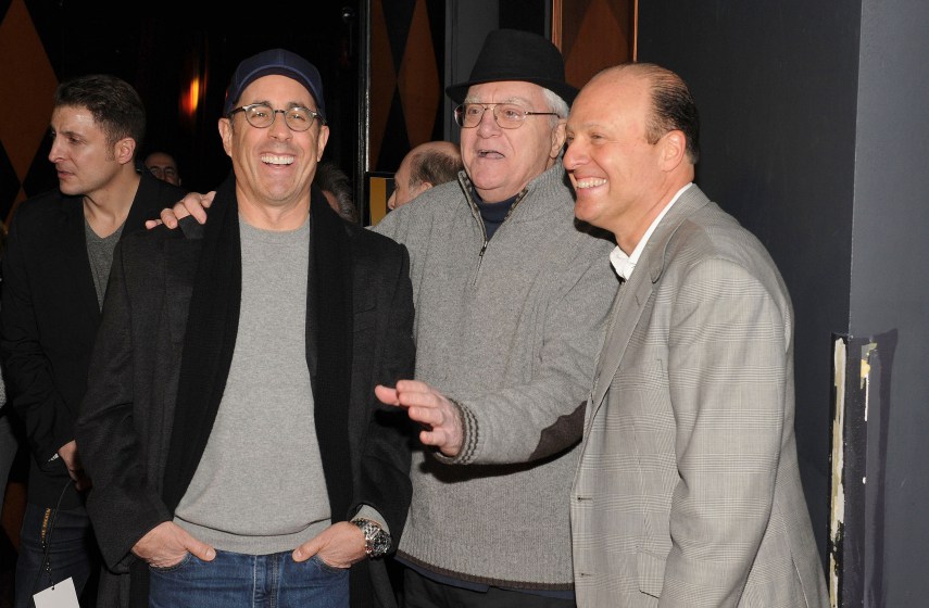 Jerry Seinfeld, Pat Cooper and Morris S. Levy attend the premiere of Cop Show at Caroline's on Broadway