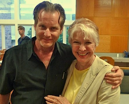 with his director, Ellen Burstyn, upon diercting a reading of his play 