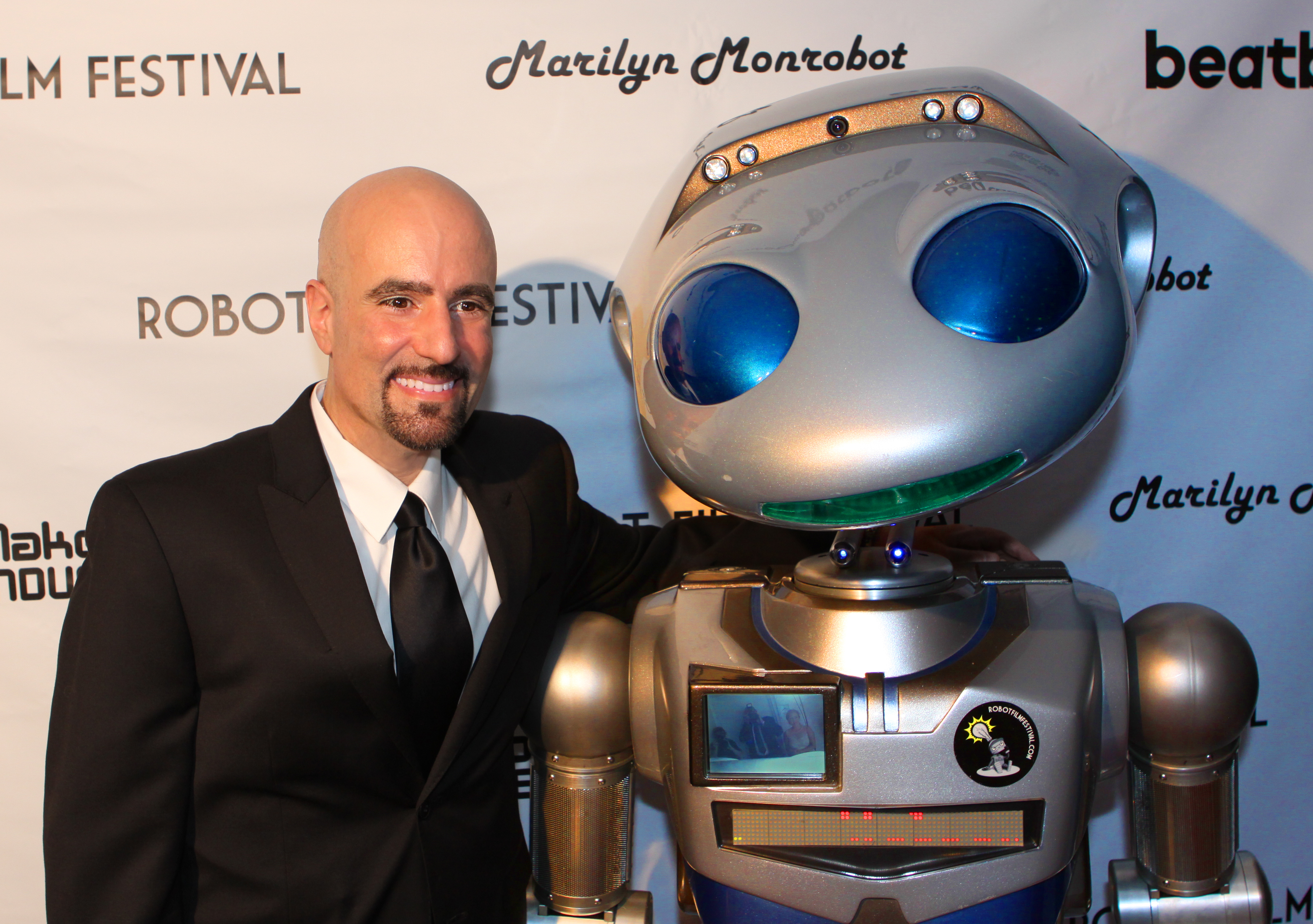 Director Daniel Azarian and Millennia the Robot at the 2012 Robot Film Festival, NYC.