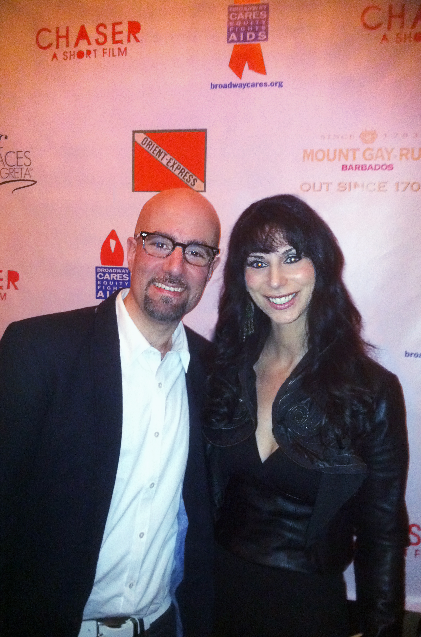 Director Daniel Azarian and Actress Tara Langella at the Broadway Cares / Beneath the Sheets Charity event