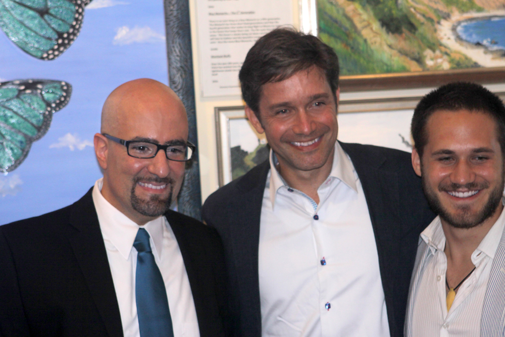 Filmmakers Daniel Azarian (left), Fabien Cousteau (Center) and Landon Lott (right) at the opening night reception of the Hamptons Conservation and Wildlife Film Festival