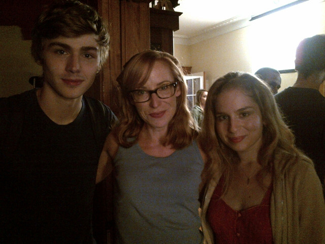 On set of The Red Thunder with Allie Grant and Miles Heizer