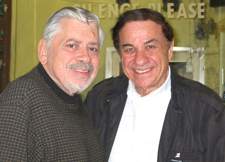 Robert B. Sherman and Richard M. Sherman at Phoenix Sound Studio during the Original Cast Recordings of Chitty Chitty Bang Bang, the Stage Musical. June 2002, Wembley, England.