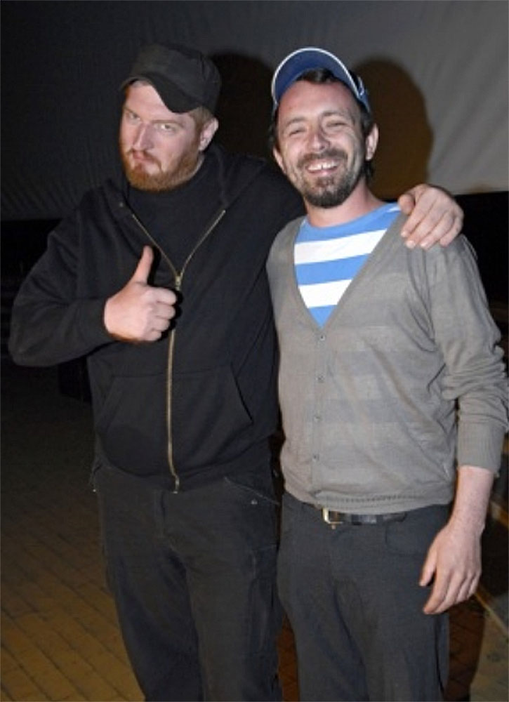 Marc Zwinz and director Jovan Arsenic at Open Air Screening of 