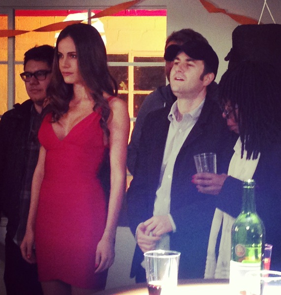 Gabriela Dias and Ben Hoffman on the set of Comedy Central's 