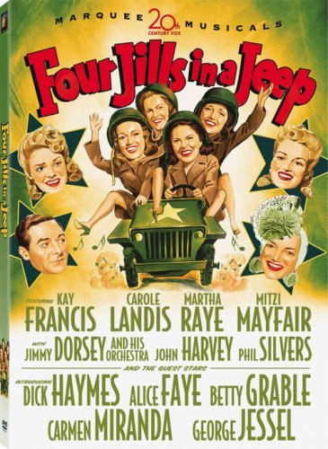 Carmen Miranda, Betty Grable, Alice Faye, Kay Francis, George Jessel, Carole Landis, Mitzi Mayfair and Martha Raye in Four Jills in a Jeep (1944)