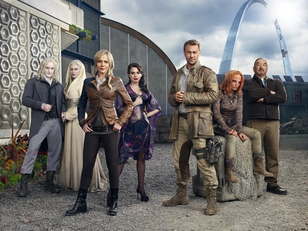 Still of Mia Kirshner, Graham Greene, Julie Benz, Grant Bowler, Stephanie Leonidas, Jaime Murray and Nicole Muñoz in Defiance (2013)