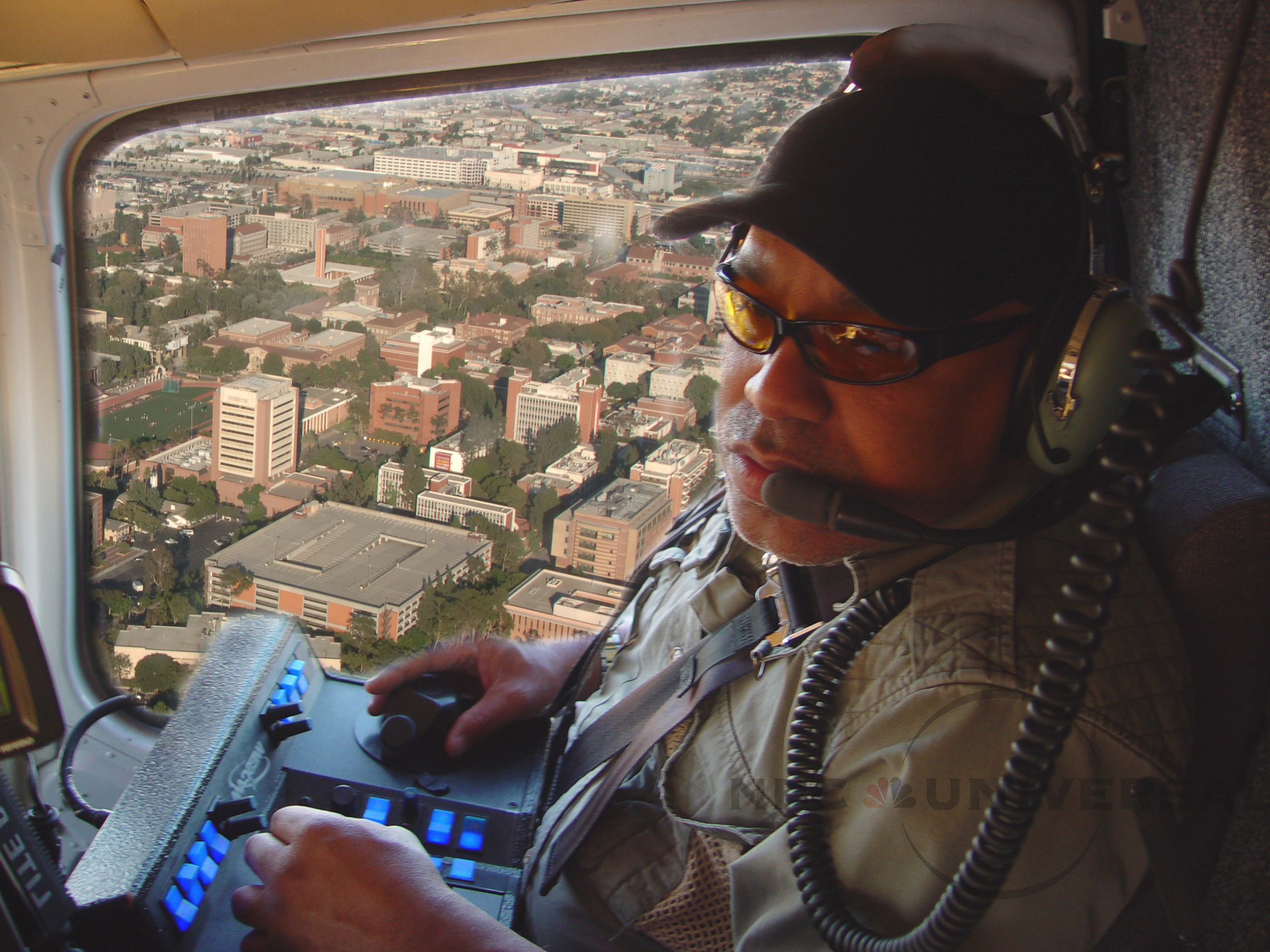 Filming network promo over Los Angeles for NBC NIGHTLY NEWS