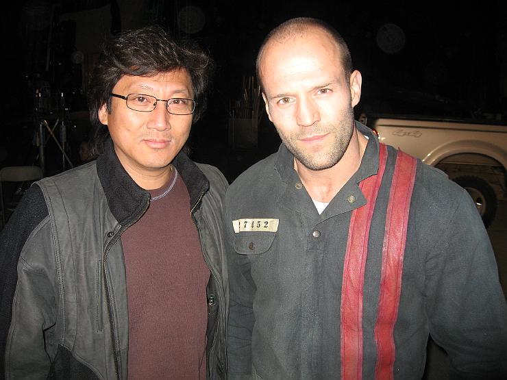 Jimmy with Jason Statham on the set of Death Race (2008)