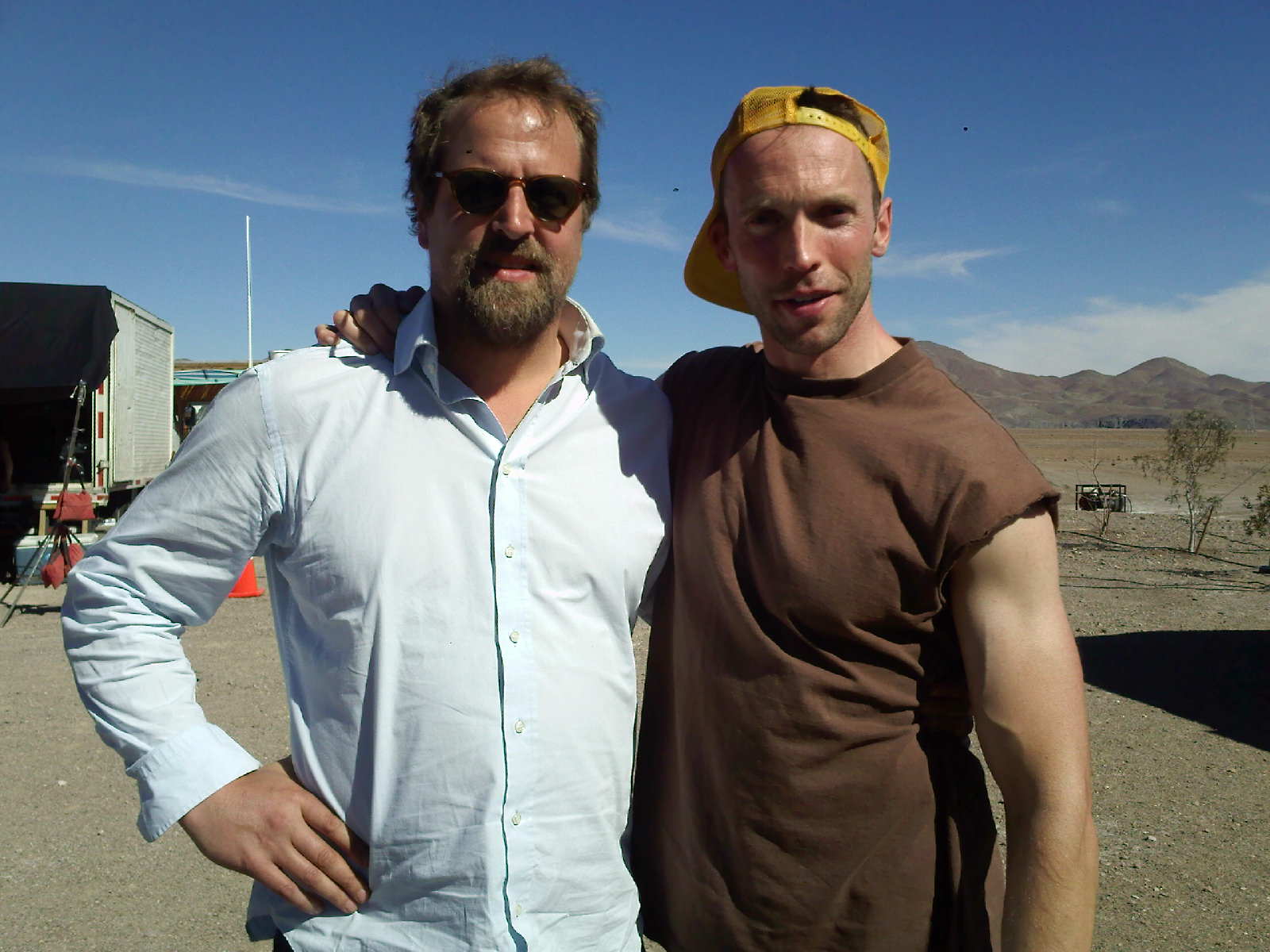 Leigh Jones & Oscar winning director Joachim Back on the set of 'Here's to Big Bear' in the Atacama desert, Chile 2011.