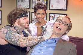 Tattooing Stephen Merchant with artistic direction by the very beautiful Ms. Halle Berry