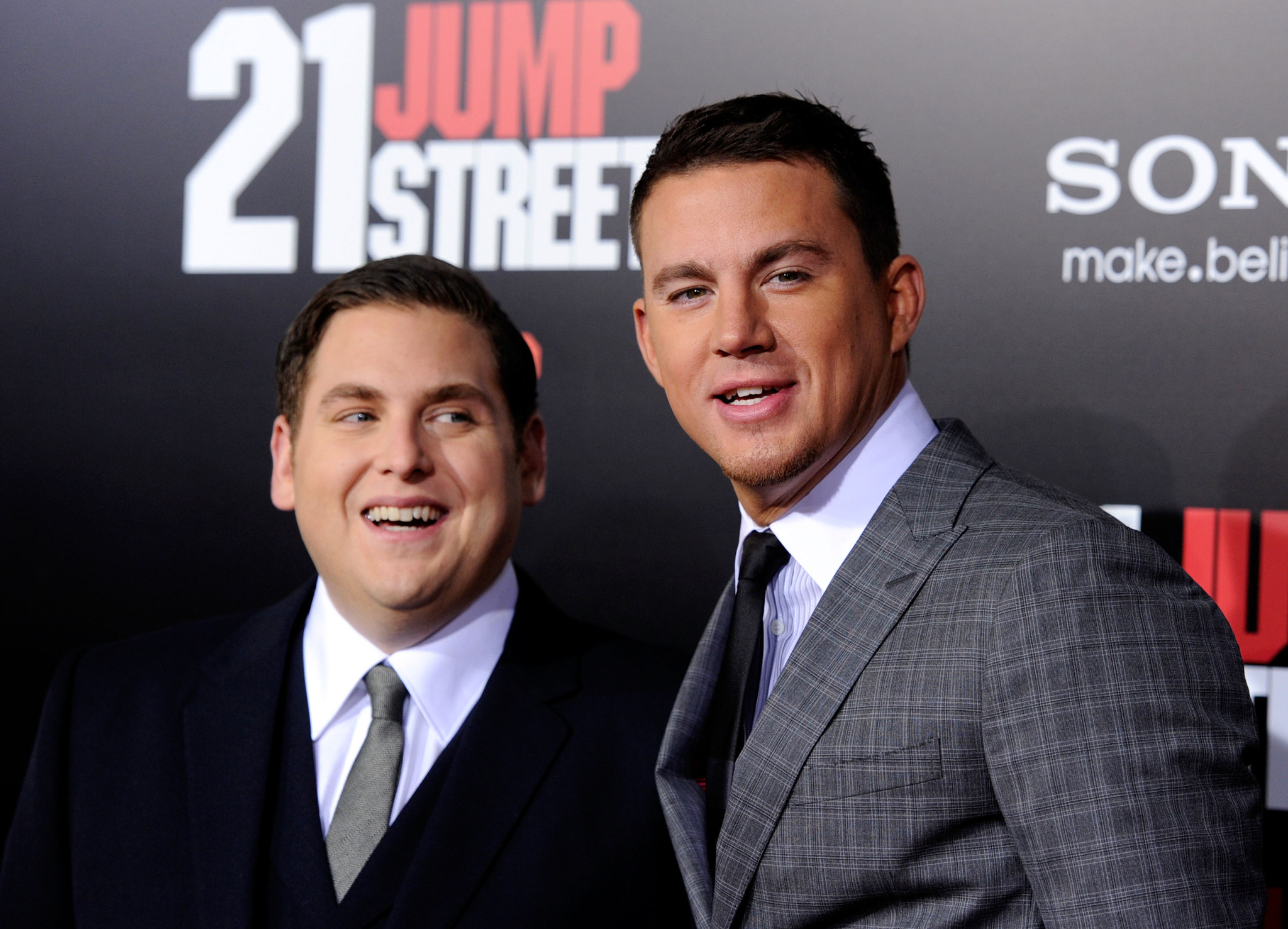 Channing Tatum and Jonah Hill at event of Nevykeliai po priedanga (2012)