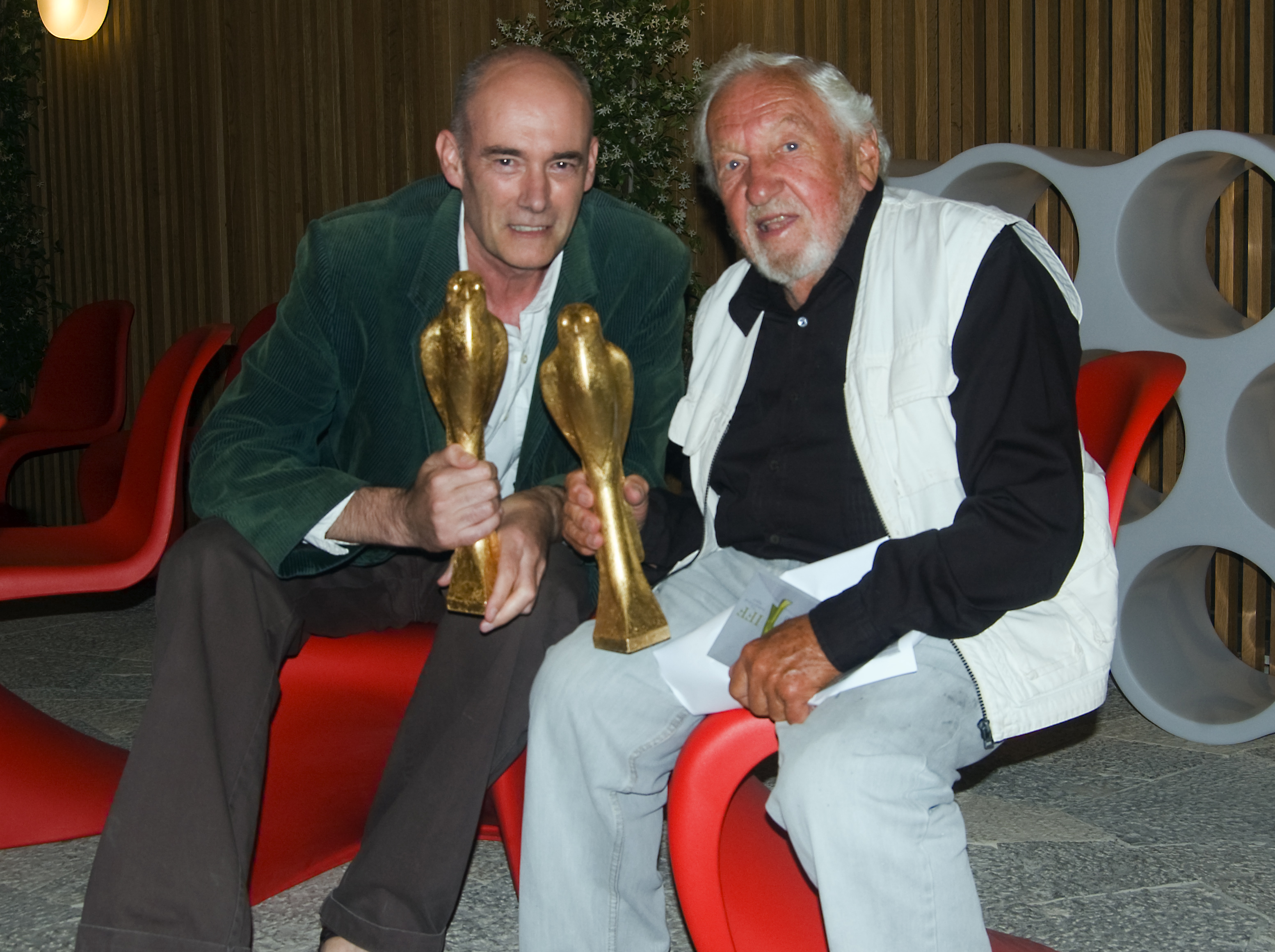 Ibiza Film Festival. Ian Vernon (Ivan D Rennov) with his Best Cinematography award and legendary Cinematographer Ronnie Taylor (Oscar Winner for Gandhi).