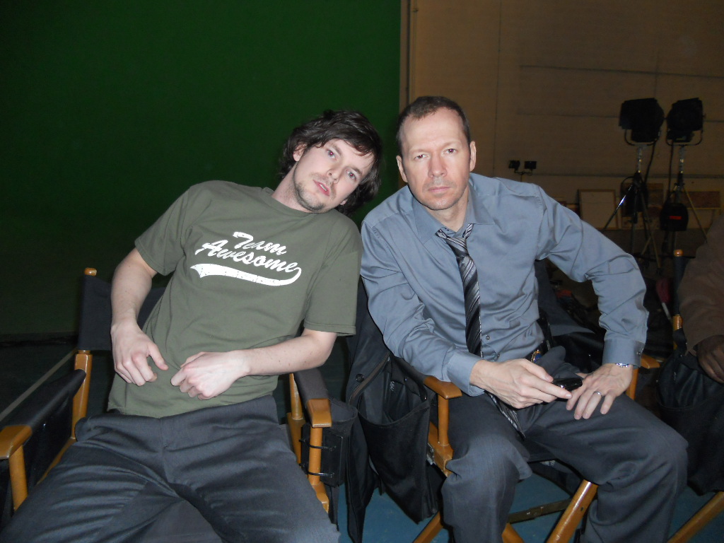 On set for Blue Bloods(the pilot) Steve Arbuckle and Donnie Wahlberg.