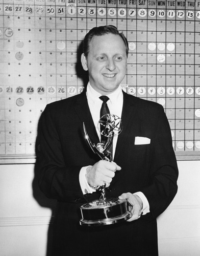 David L. Wolper and his Emmy award circa 1964