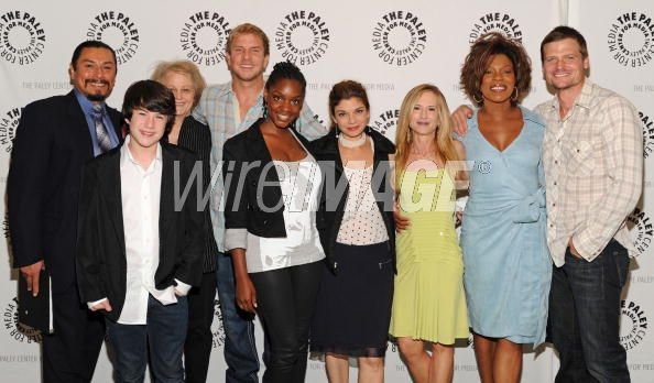 At the Paley Center for 2009 screening of Saving Grace with the cast Gregory Cruz, Nancy Miller, Dylan Minnette, Kenneth Johnson, Yaani King, Laura San Giacomo, Holly Hunter, Lorraine Toussaint, Bailey Chase.
