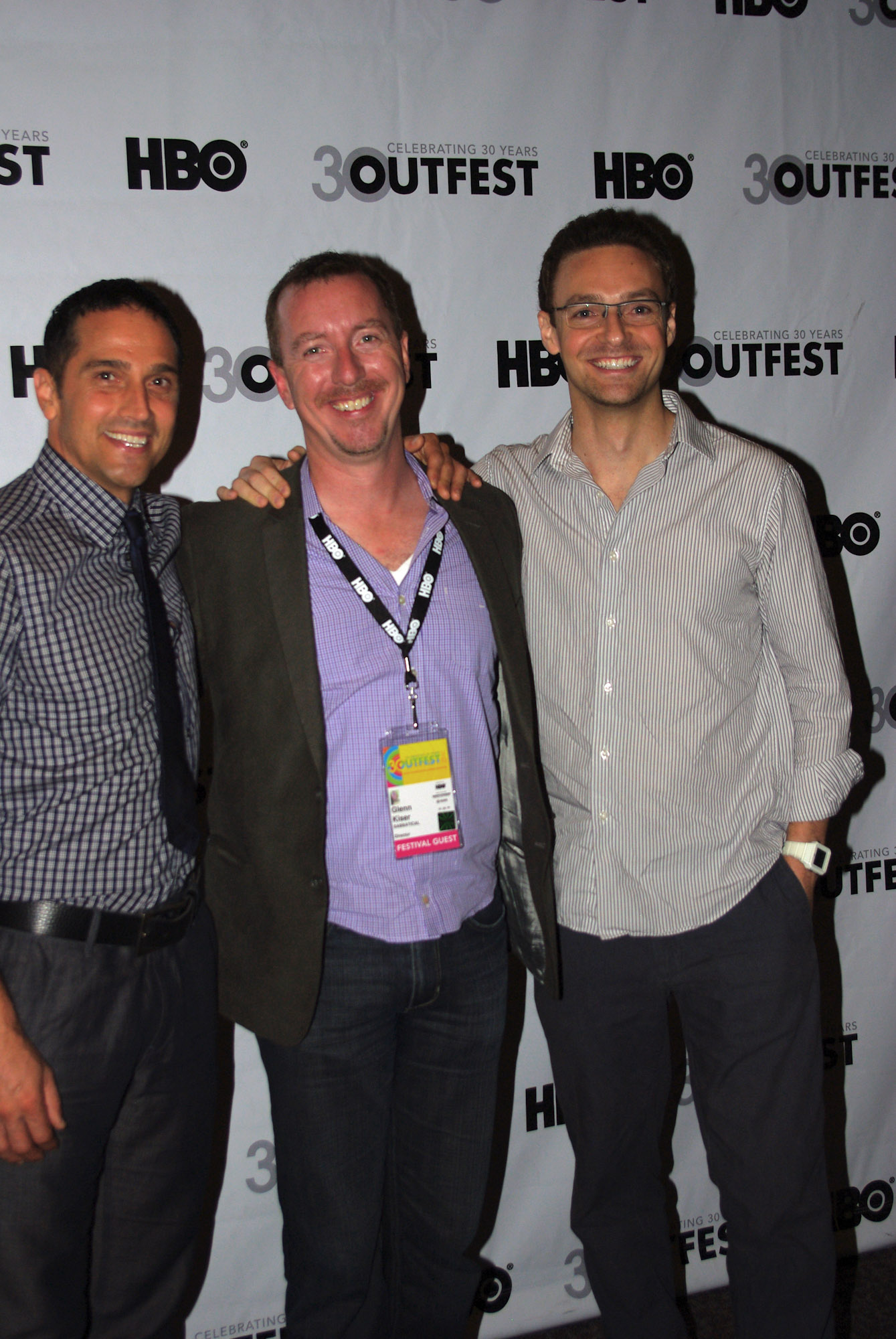 Outfest 2012. Screening Sabbatical. Left to Right- Actor: Shane Alexander; Director: Glenn Kiser, Actor: Ross Marquand